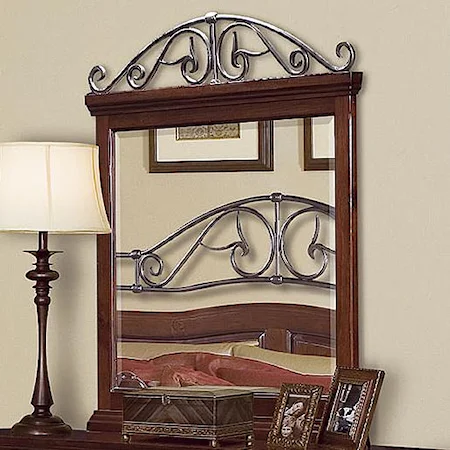 Vertical Mirror With Scrolled Iron Crown